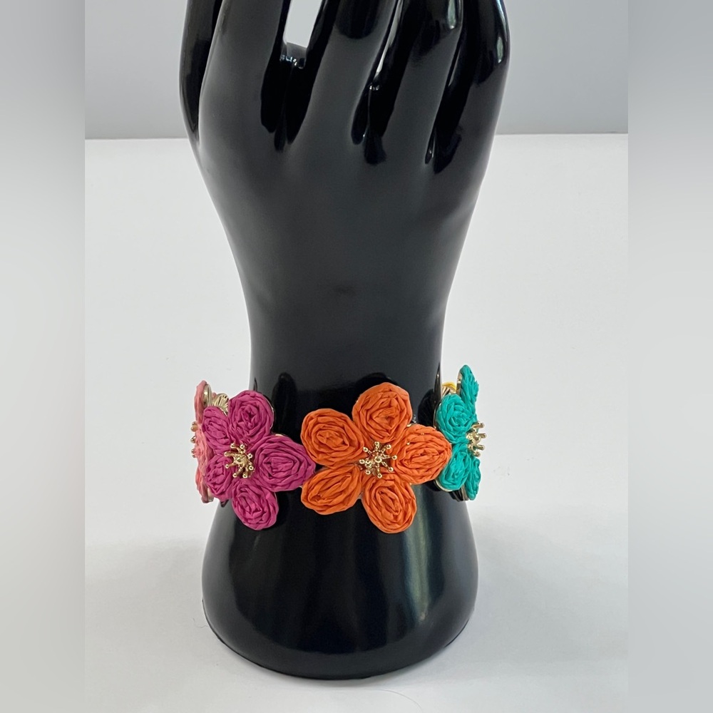 New Handmade Bohemian Raffia Flower Bracelet